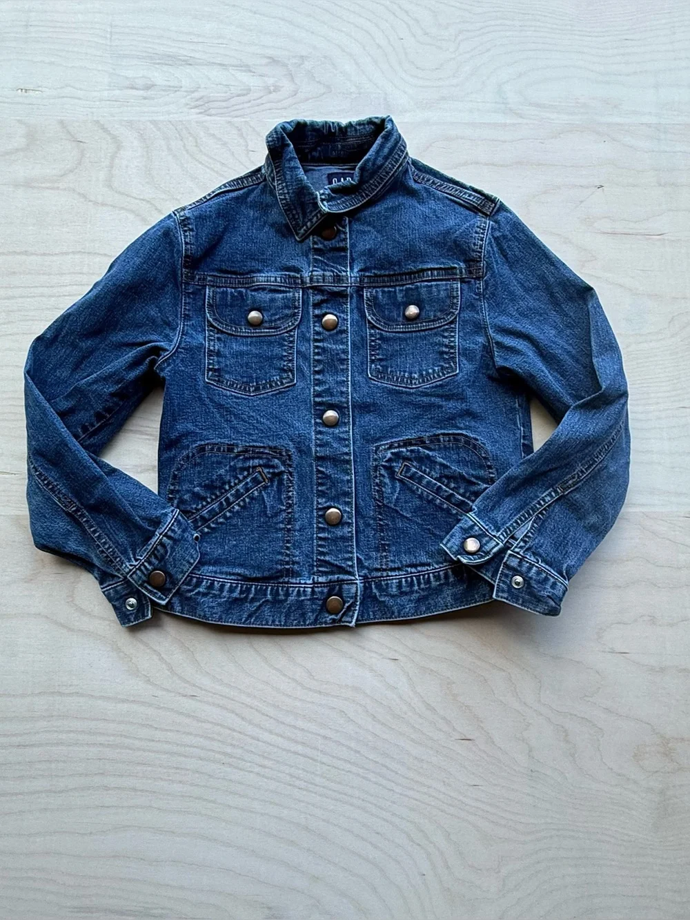 Gap Kids Dark Wash Cotton Denim Jean Button Down Long Sleeve Jacket size L (10)